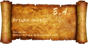 Brtyka Anikó névjegykártya
